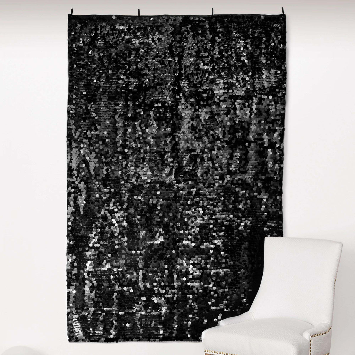 AMSCAN CA Decorations Black Sequin Backdrop, 72 x 48 Inches, 1 Count 192937345696