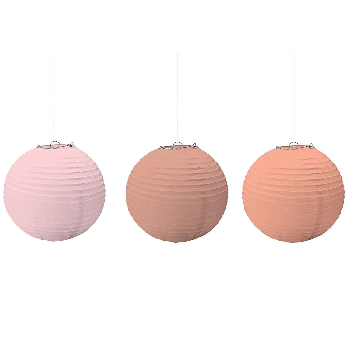 AMSCAN CA Decorations Round Paper Lanterns - Rose Gold, 9.5 inches, 3 counts 192937344484