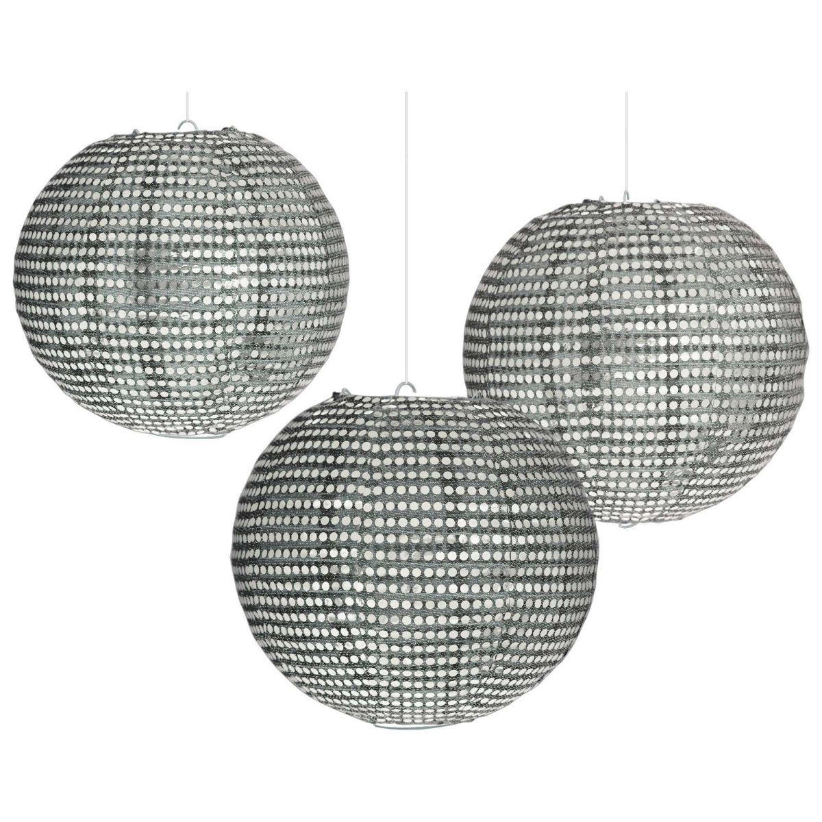 AMSCAN CA Decorations Silver Sequin Hanging Lanterns, 9 1/2 Inches, 3 Count 192937117705