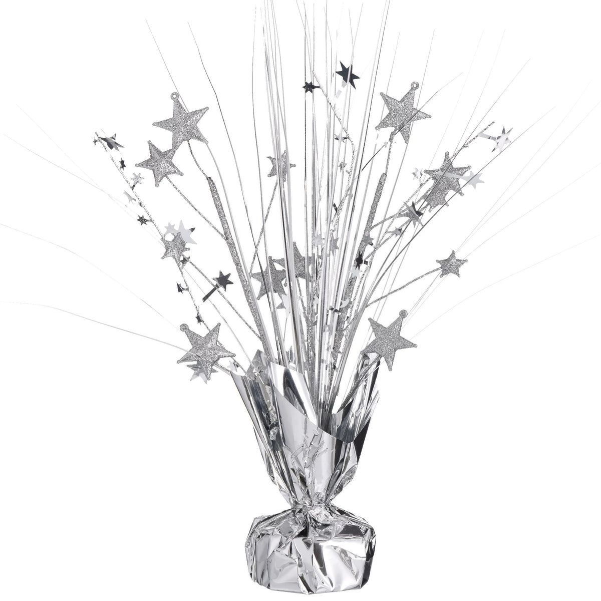 AMSCAN CA Decorations Spray Centerpiece with Stars, Silver, 12 Inches, 1 Count 192937416358