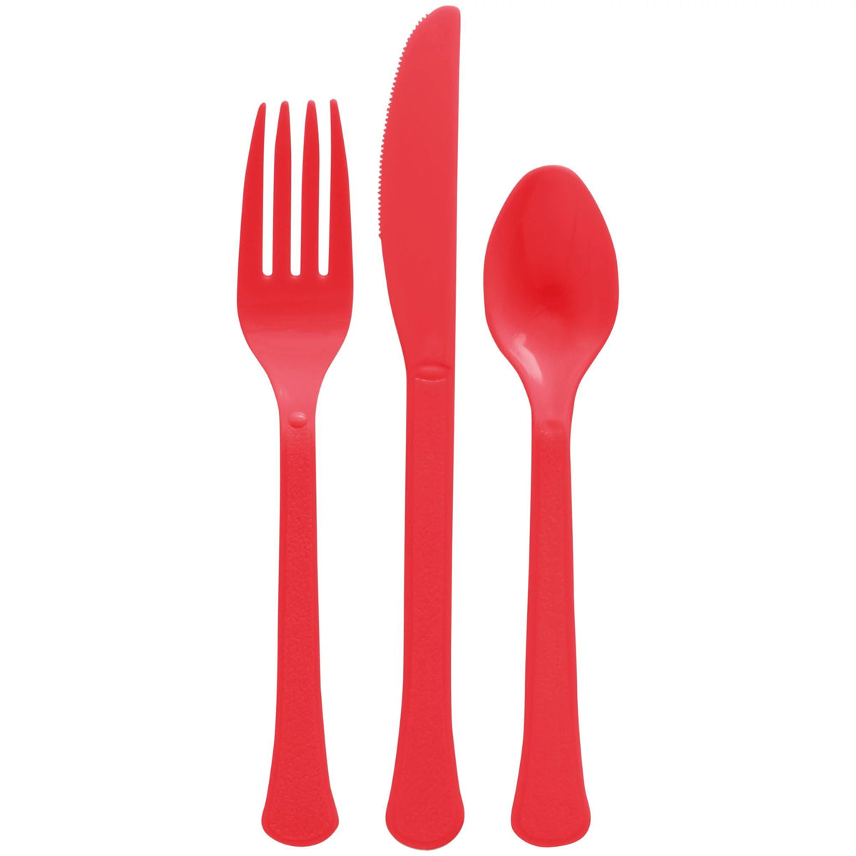 AMSCAN CA Disposable-Plasticware Apple Red Plastic Assorted Cutlery, 24 Count 192937435939