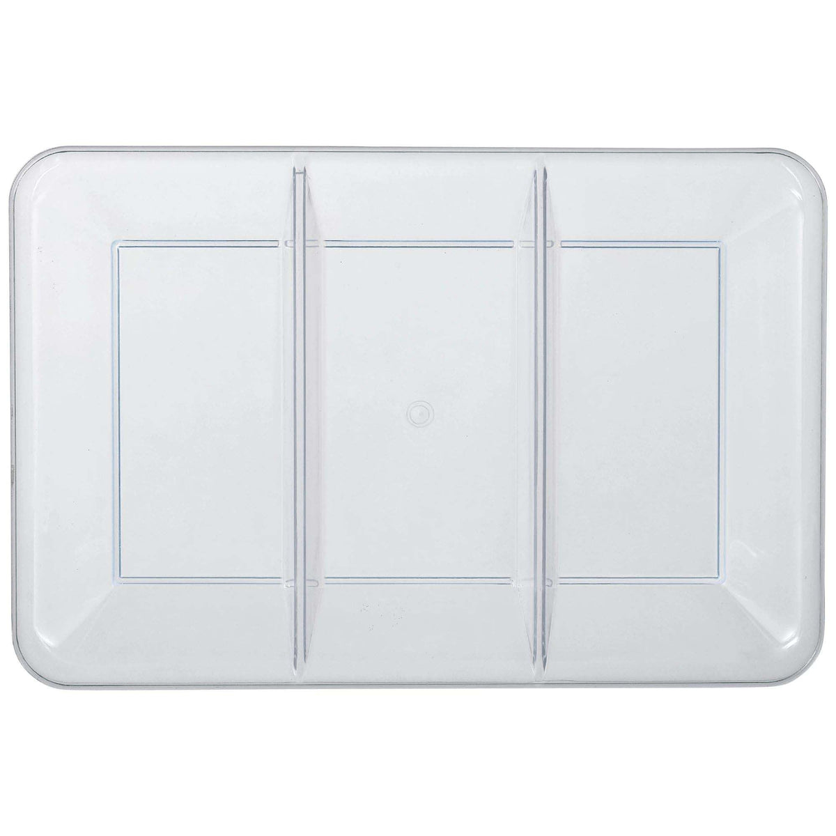AMSCAN CA Disposable-Plasticware Compartment Tray, Clear, 9.5 x 14 Inches, 1 Count
