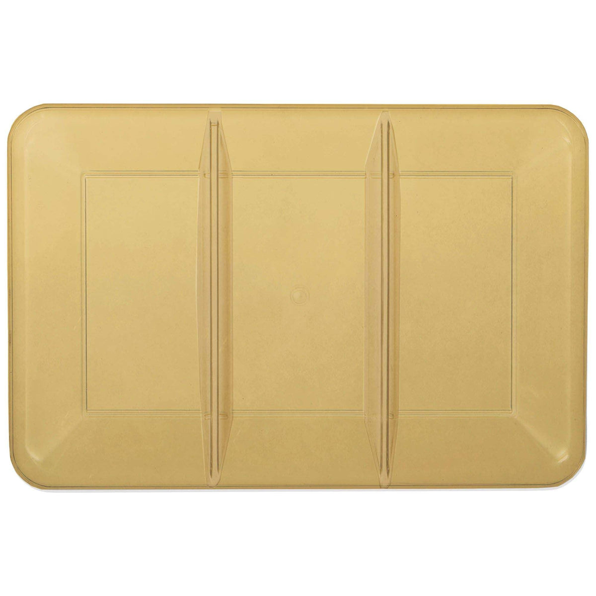AMSCAN CA Disposable-Plasticware Compartment Tray, Gold, 9.5 x 14 Inches, 1 Count 192937439401
