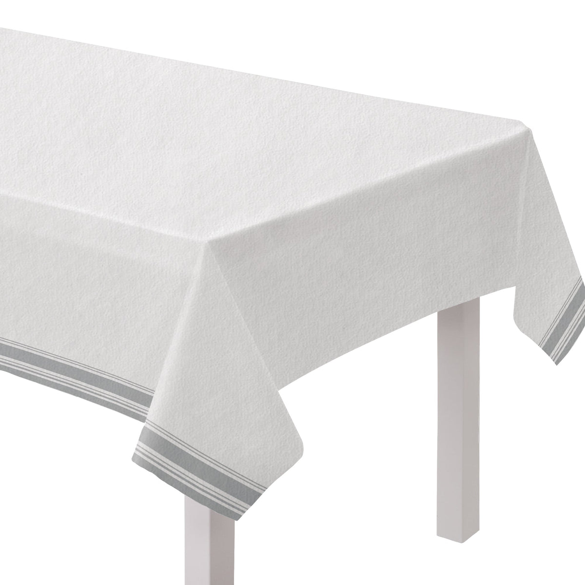 AMSCAN CA Disposable-Plasticware Deluxe Rectangular Airlaid Table Cover, White & Dilver, 54 x 102 Inches, 1 Count 192937313031