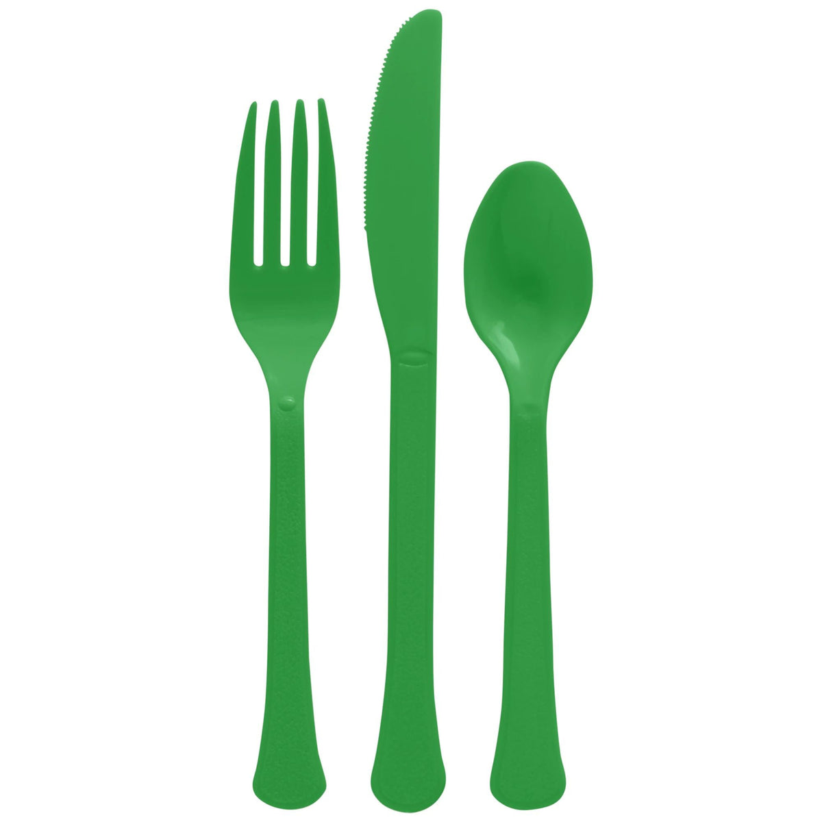 AMSCAN CA Disposable-Plasticware Festive Green Plastic Assorted Cutlery, 24 Count