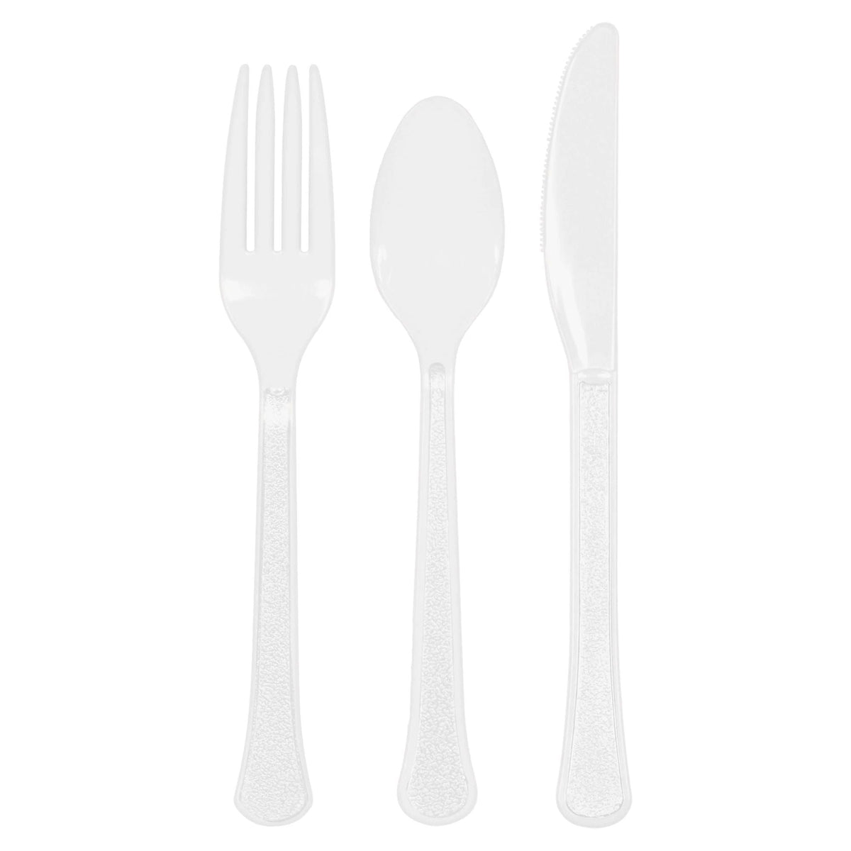 AMSCAN CA Disposable-Plasticware Frosty White Plastic Assorted Cutlery, 24 Count