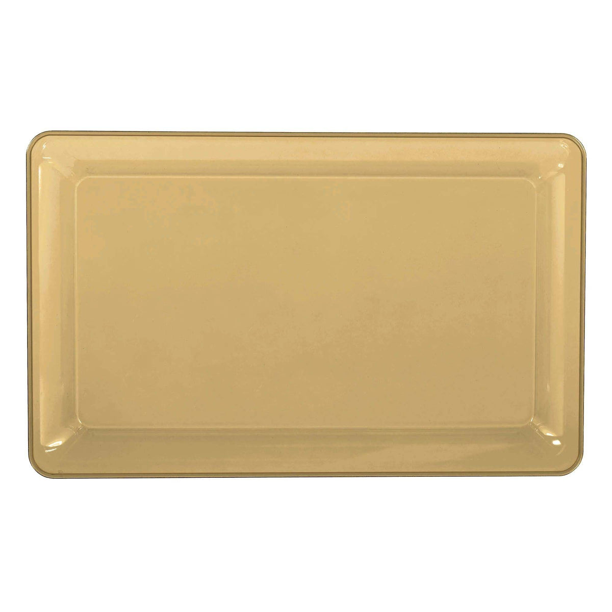 AMSCAN CA Disposable-Plasticware Gold Recyclable Plastic Tray, 11 x 18 Inches, 1 Count