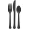 AMSCAN CA Disposable-Plasticware Jet Black Plastic Assorted Cutlery, 24 Count