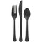 AMSCAN CA Disposable-Plasticware Jet Black Plastic Assorted Cutlery, 24 Count