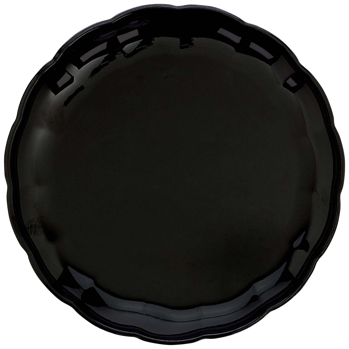 AMSCAN CA Disposable-Plasticware Large Round Scalloped Tray, Black, 12 Inches, 1 Count