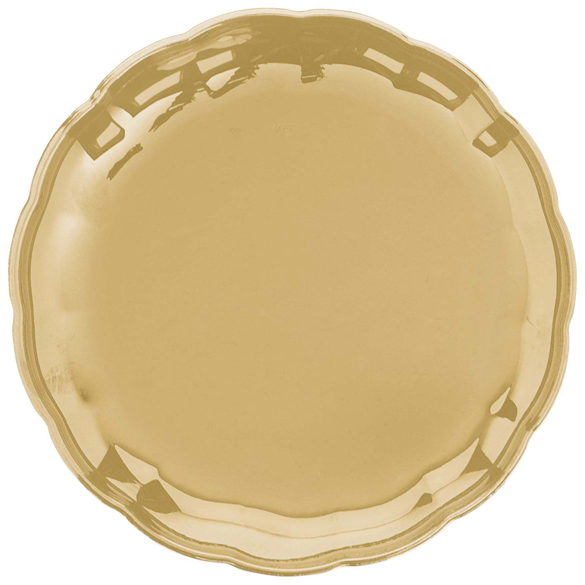 AMSCAN CA Disposable-Plasticware Large Round Scalloped Tray, Gold, 12 Inches, 1 Count