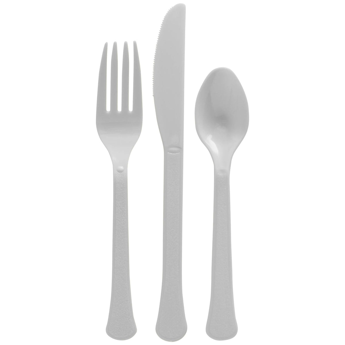 AMSCAN CA Disposable-Plasticware Silver Plastic Assorted Cutlery, 80 Count