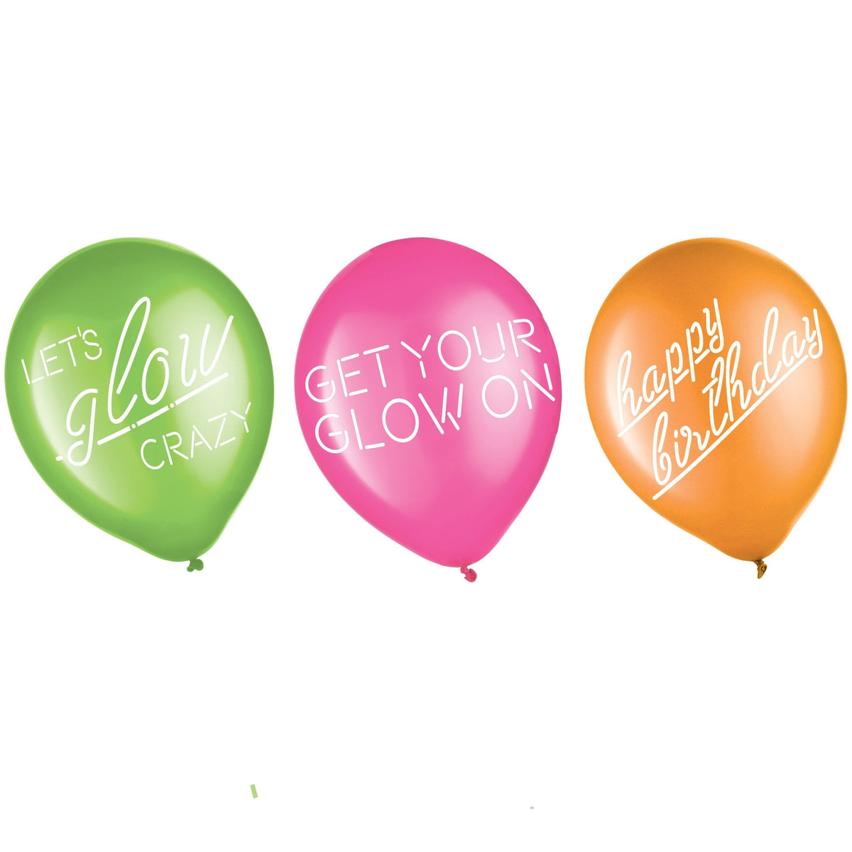 AMSCAN CA Everyday Entertaining Let's Glow Crazy Printed Latex Balloons, Pink, Green and Orange, 12 Inches, 6 Count 192937429419