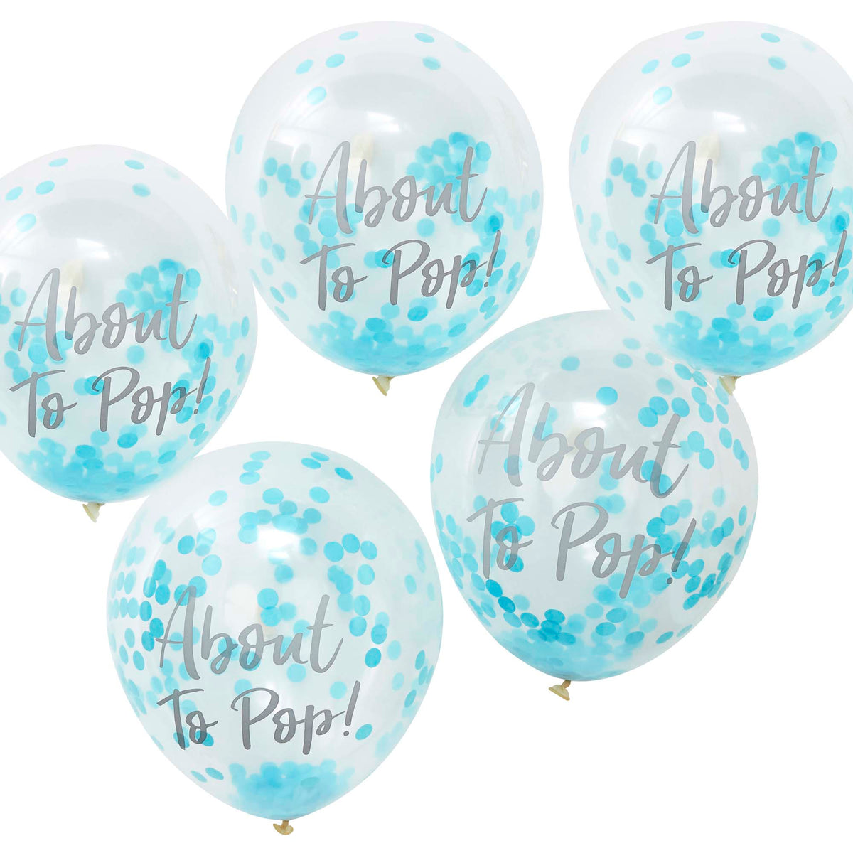 AMSCAN CA General Birthday About to Pop Blue Confetti Latex Balloons, 12 Inches, 5 Count