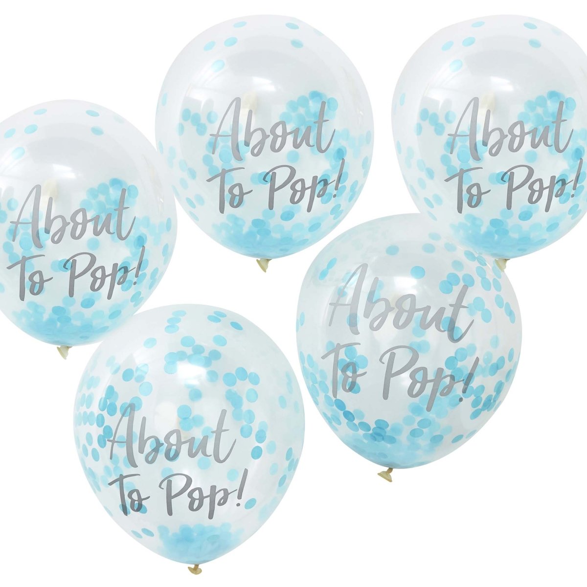 AMSCAN CA General Birthday About to Pop Blue Confetti Latex Balloons, 12 Inches, 5 Count