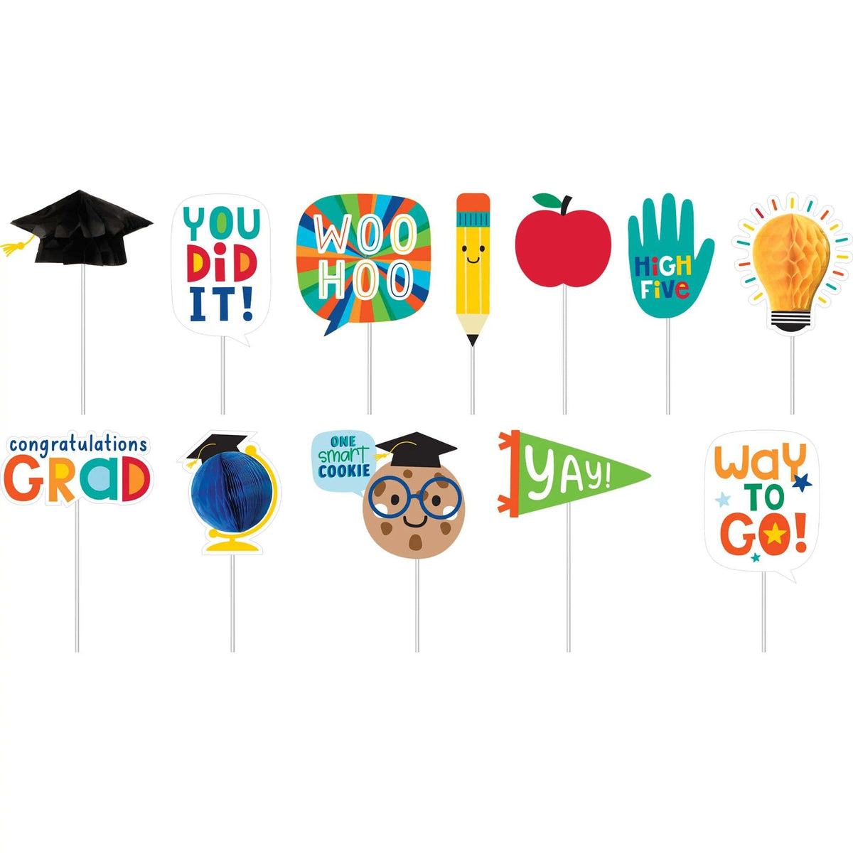 AMSCAN CA Graduation Graduation Fun Honeycomb Photo Props, 12 Count