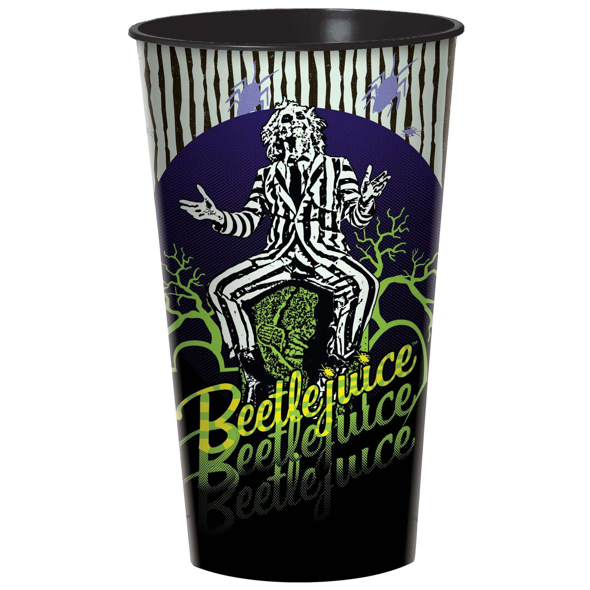AMSCAN CA Halloween Beetlejuice Plastic Favour Cup, 32 Oz, 1 Count