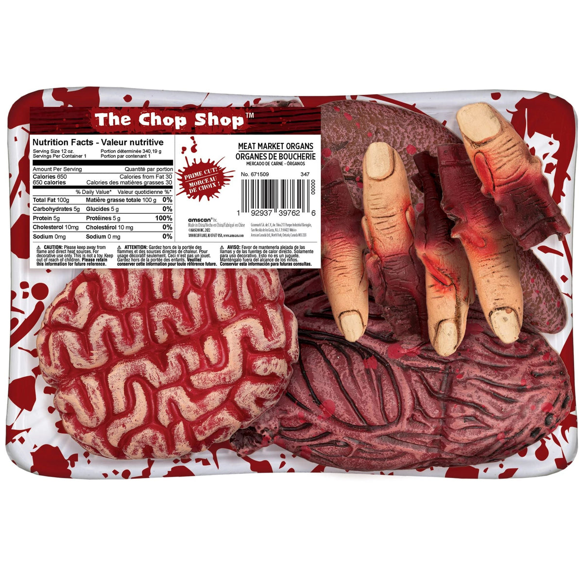 AMSCAN CA Halloween Halloween Decorations Meat Market Plastic Organs, 1 Count