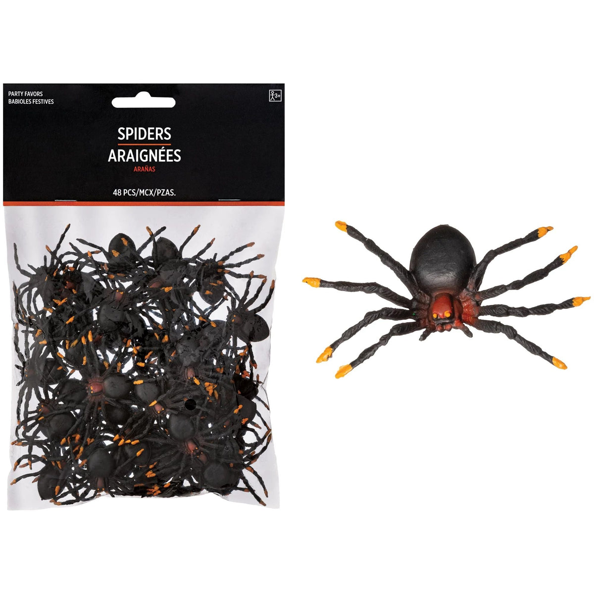 AMSCAN CA Halloween Halloween Spider Favours, 2 x 1.5 Inches, 48 Count