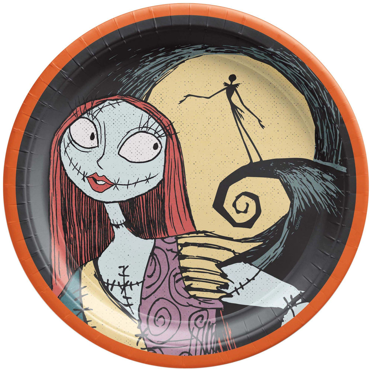 AMSCAN CA Halloween Nightmare Before Christmas Small Round Dessert Paper Plates, 7 Inches, 18 Count