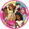 AMSCAN CA Kids Birthday Barbie Large Round Lunch Paper Plates, 9 Inches, 8 Count