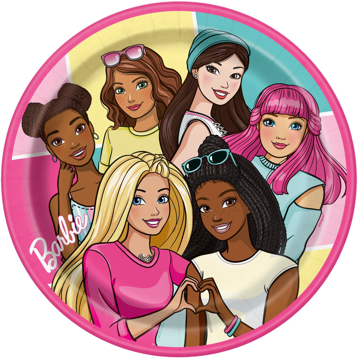 AMSCAN CA Kids Birthday Barbie Large Round Lunch Paper Plates, 9 Inches, 8 Count