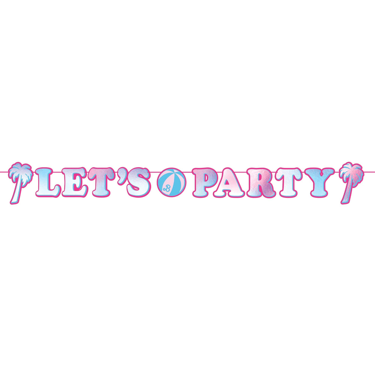 AMSCAN CA Kids Birthday Barbie Malibu Beach Birthday "Let's Party" Letter Banner, 1 Count
