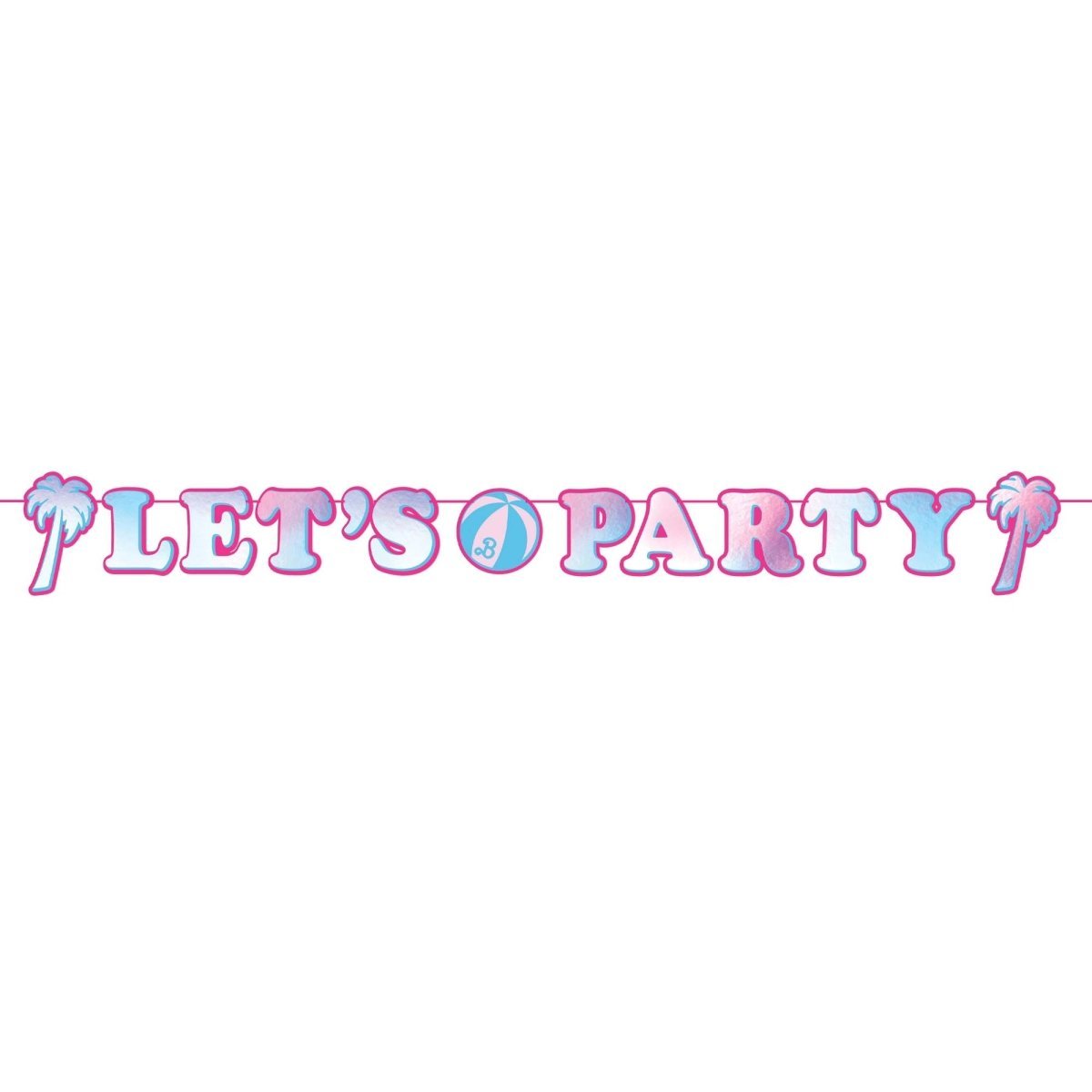 AMSCAN CA Kids Birthday Barbie Malibu Beach Birthday "Let's Party" Letter Banner, 1 Count