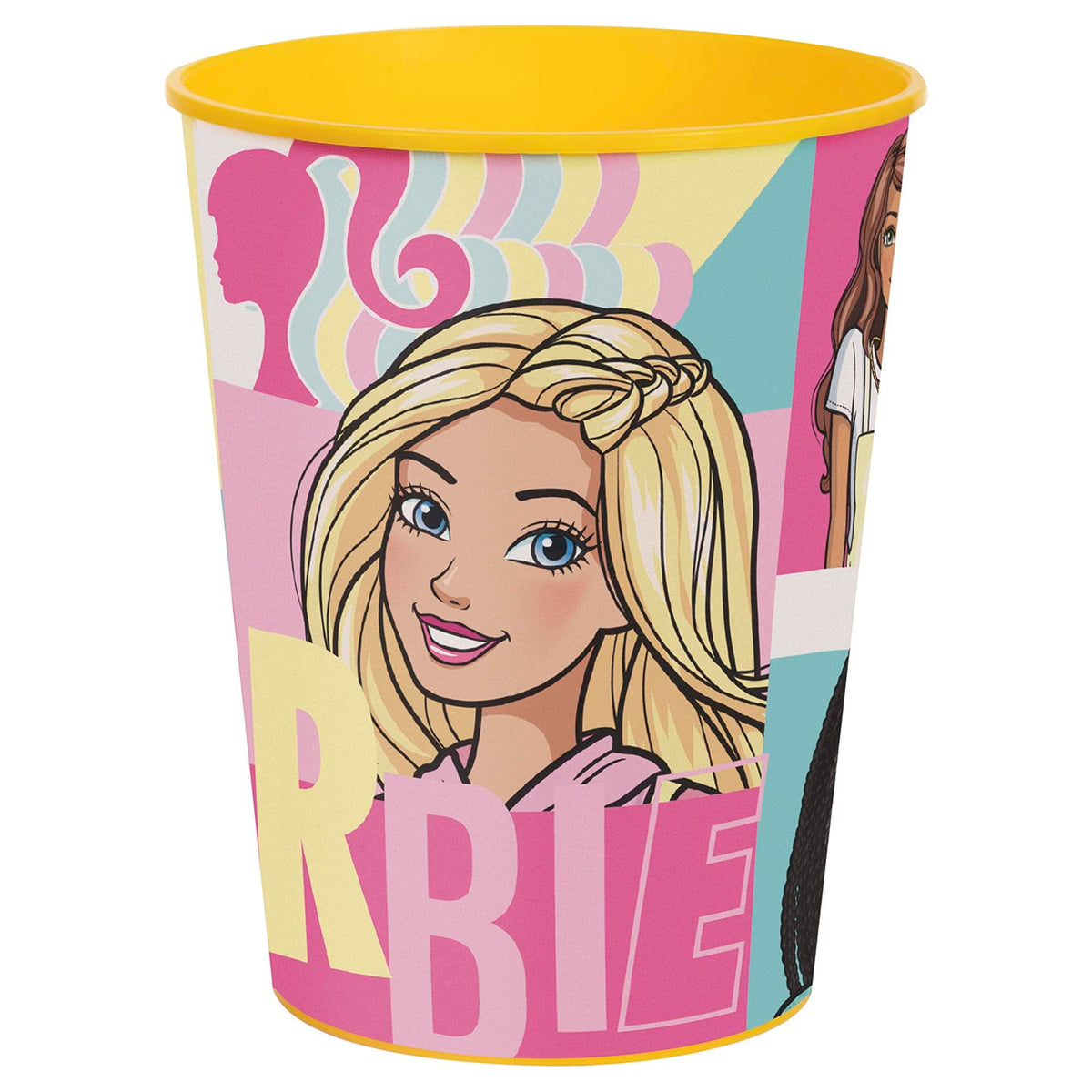 AMSCAN CA Kids Birthday Barbie Yellow Party Favour Cup, 16 Oz, 1 Count