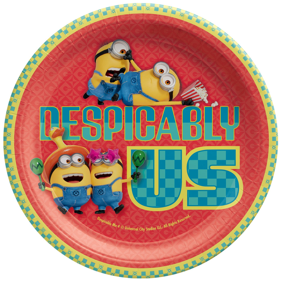 AMSCAN CA Kids Birthday Despicable Me 4 Birthday Large Round Lunch Paper Plates, 9 Inches, 8 Count 192937433393