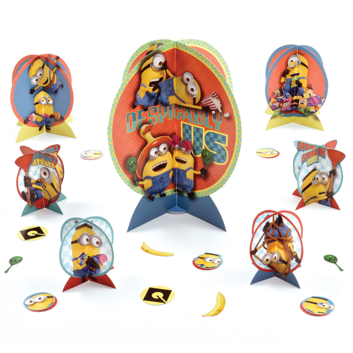 AMSCAN CA Kids Birthday Despicable Me 4 Birthday Paper Table Centerpiece Decoration Kit, 27 Count 192937433386