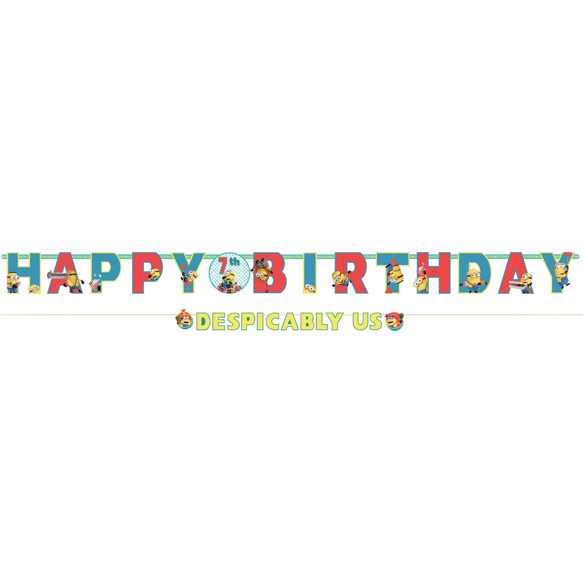 AMSCAN CA Kids Birthday Despicable Me 4 Jumbo Add-an-Age Happy Birthday Letter Paper Banner Kit, 126 Inches, 2 Count 192937433409