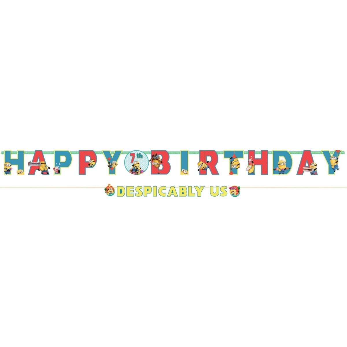 AMSCAN CA Kids Birthday Despicable Me 4 Jumbo Add-an-Age Happy Birthday Letter Paper Banner Kit, 126 Inches, 2 Count 192937433409