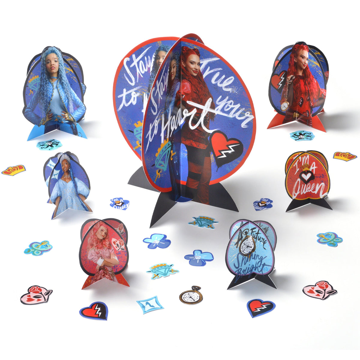 AMSCAN CA Kids Birthday Disney Descendant 4 Birthday Paper Table Centerpiece Decoration Kit, 1 Count 192937441244
