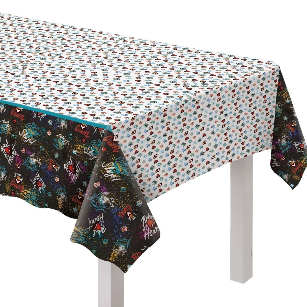 AMSCAN CA Kids Birthday Disney Descendant 4 Birthday Rectangular Plastic Table Cover, 24 x 96 Inches, 1 Count 192937441206