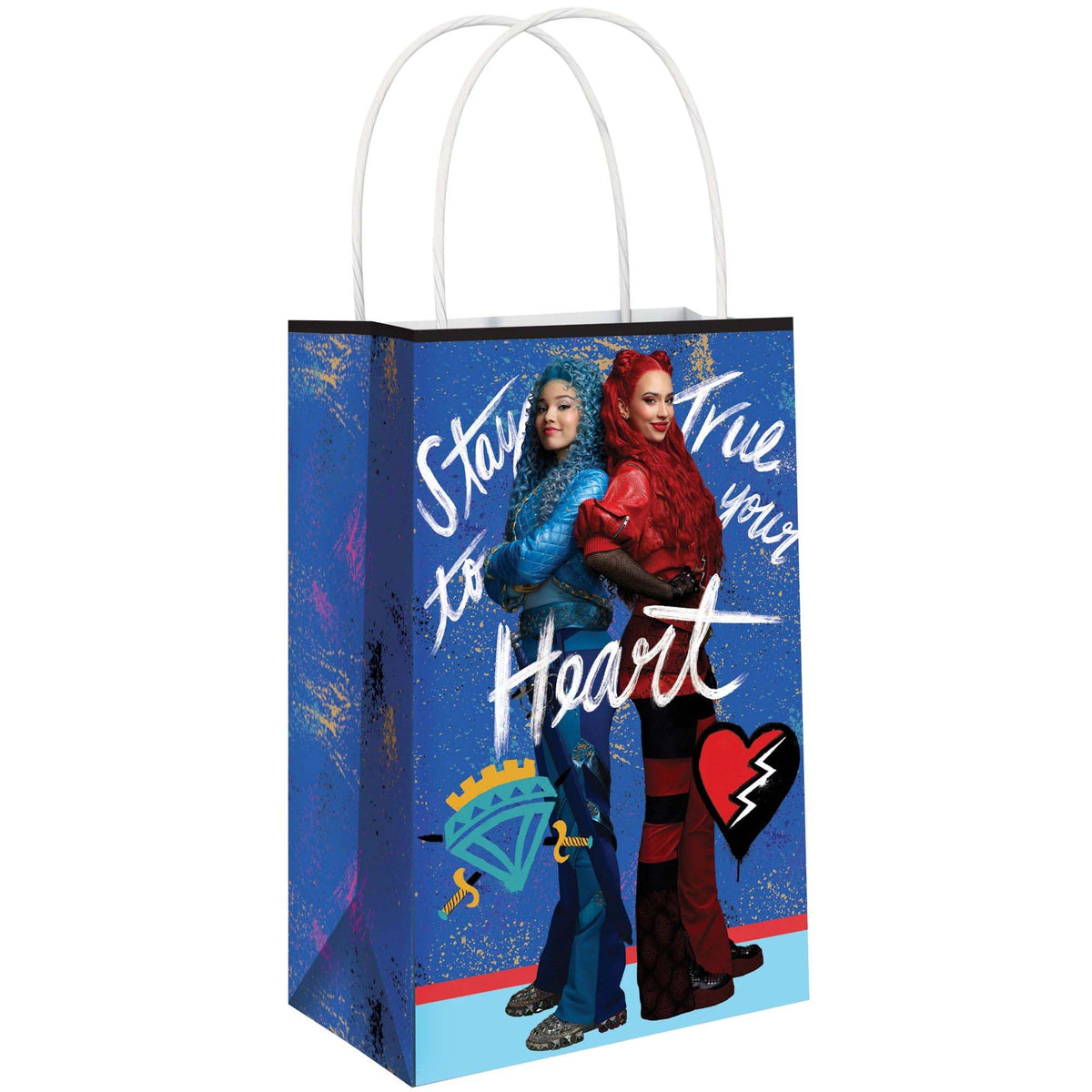 AMSCAN CA Kids Birthday Disney Descendant 4 Printed Kraft Favour Paper Bags, 8 Count 192937441268