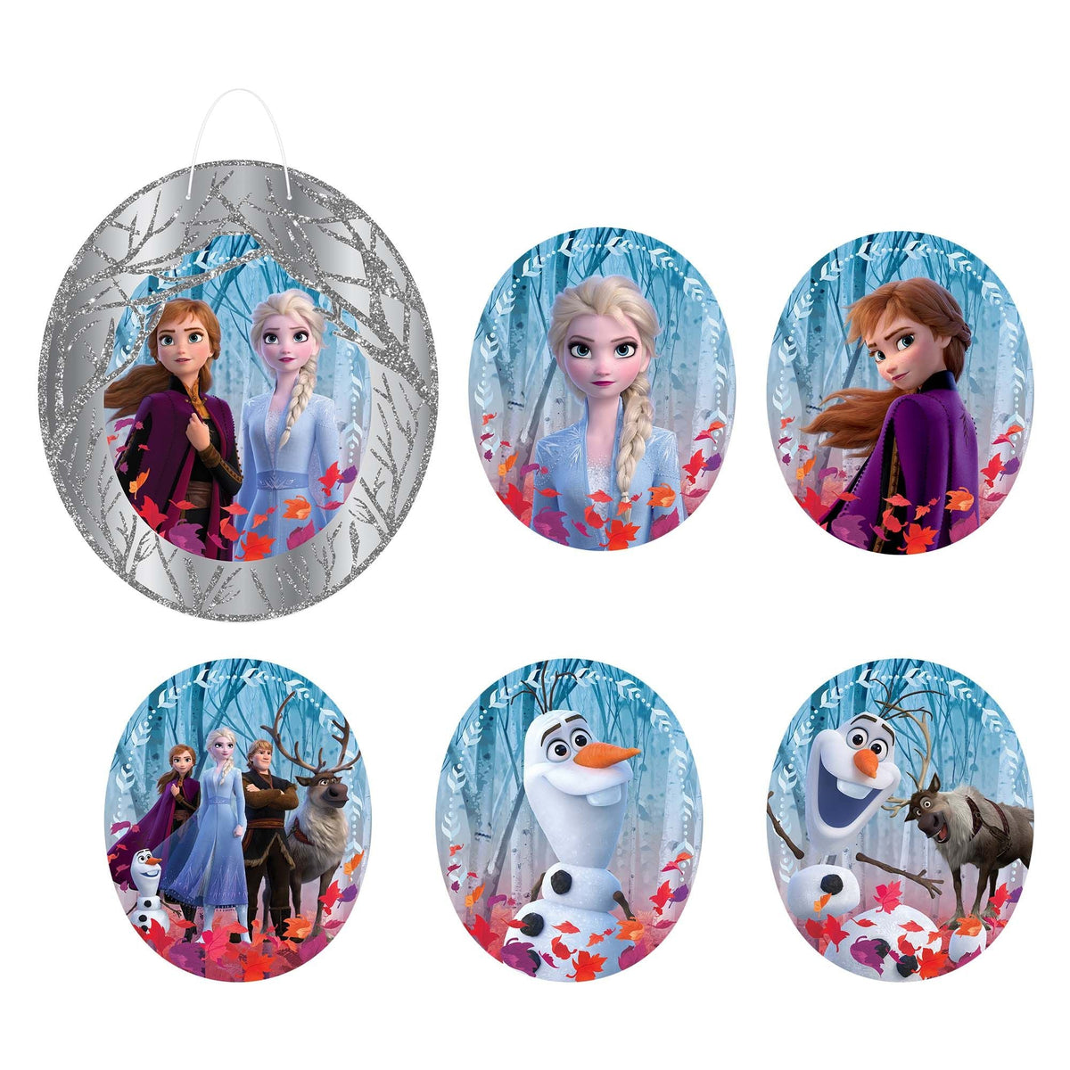 AMSCAN CA Kids Birthday Disney Frozen 2 Glitter Wall Frame Decoration Kit, 1 Count