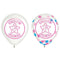 AMSCAN CA Kids Birthday Internet Famous Latex Confetti Balloons, Pink, Blue and White, 12 Inches, 6 Count