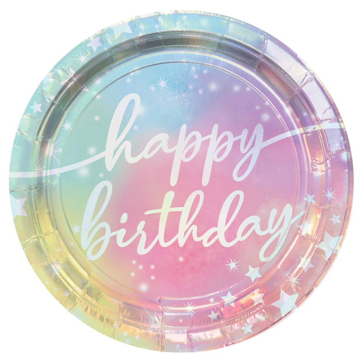 AMSCAN CA Kids Birthday Luminous Birthday Large Round Lunch Paper Plates, 9 Inches, 8 Count 192937225509