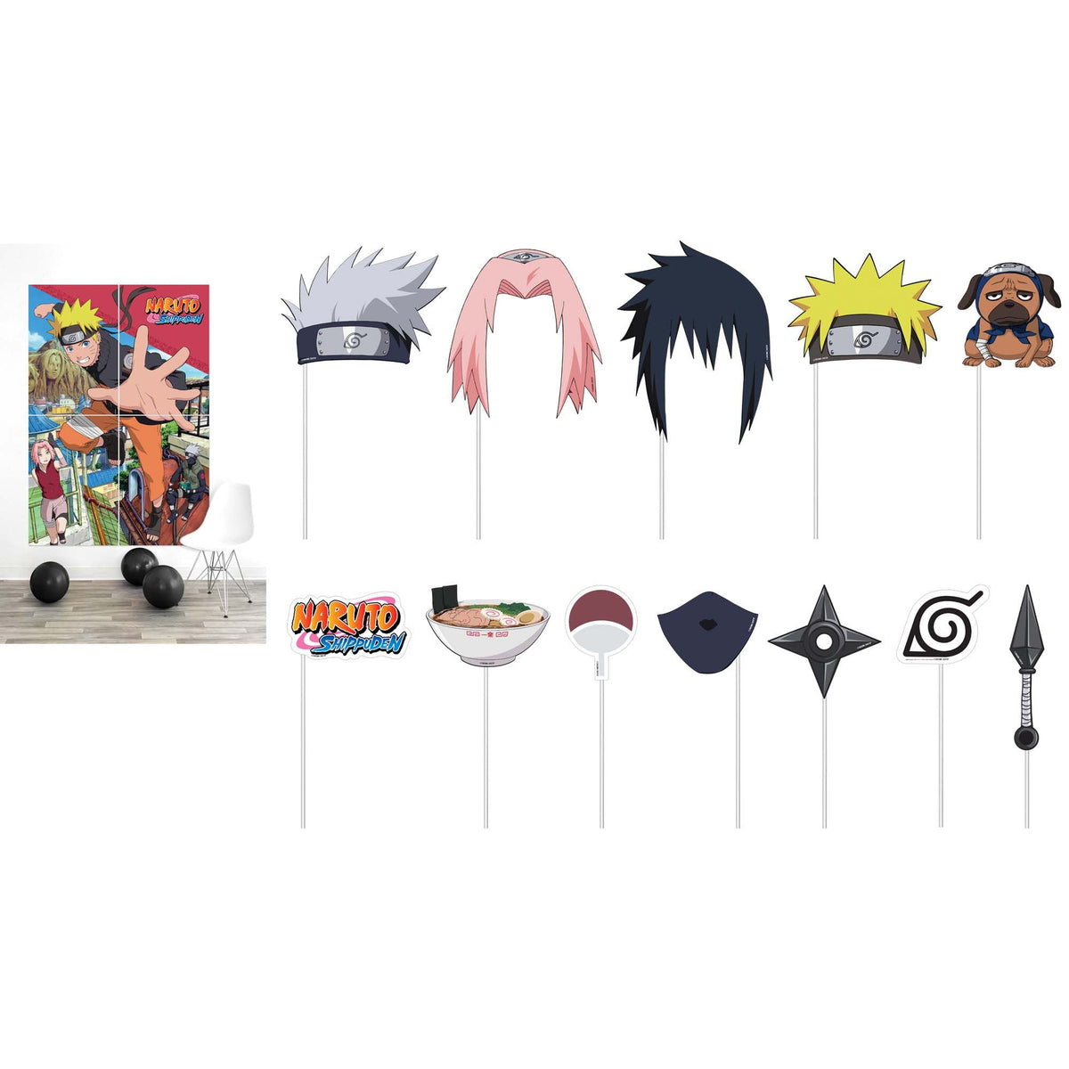 AMSCAN CA Kids Birthday Naruto Birthday Party Scene Setter with 12 Paper Photo Props