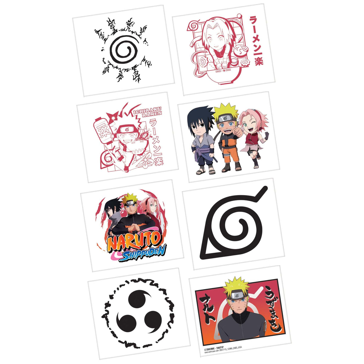 AMSCAN CA Kids Birthday Naruto Birthday Temporary Tattoo Favours, 8 Count