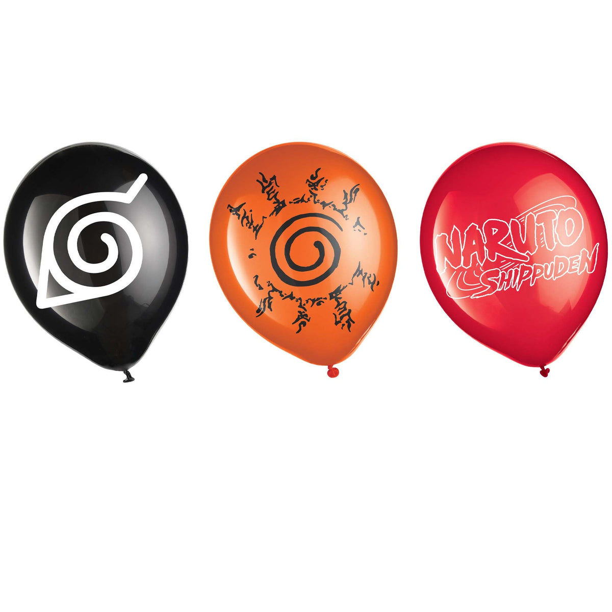 AMSCAN CA Kids Birthday Naruto Printed Latex Balloons, Black, Orange, Red, 12 Inches, 6 Count