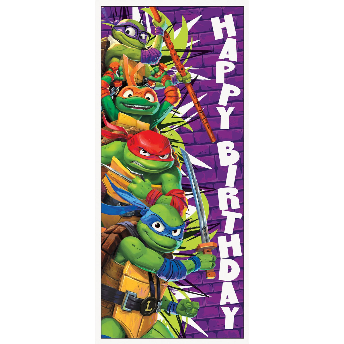 UNIQUE PARTY FAVORS Kids Birthday Ninja Turtles: Mutant Mayhem Birthday Door Poster, 27x60 Inches, 1 Count