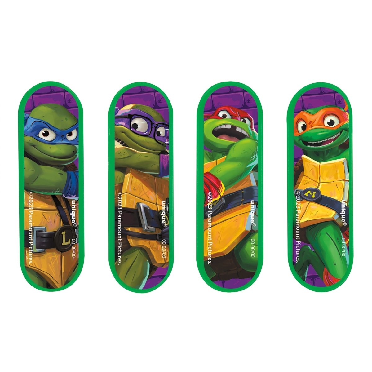 UNIQUE PARTY FAVORS Kids Birthday Ninja Turtles: Mutant Mayhem Birthday Mini Skateboards, 4 Count