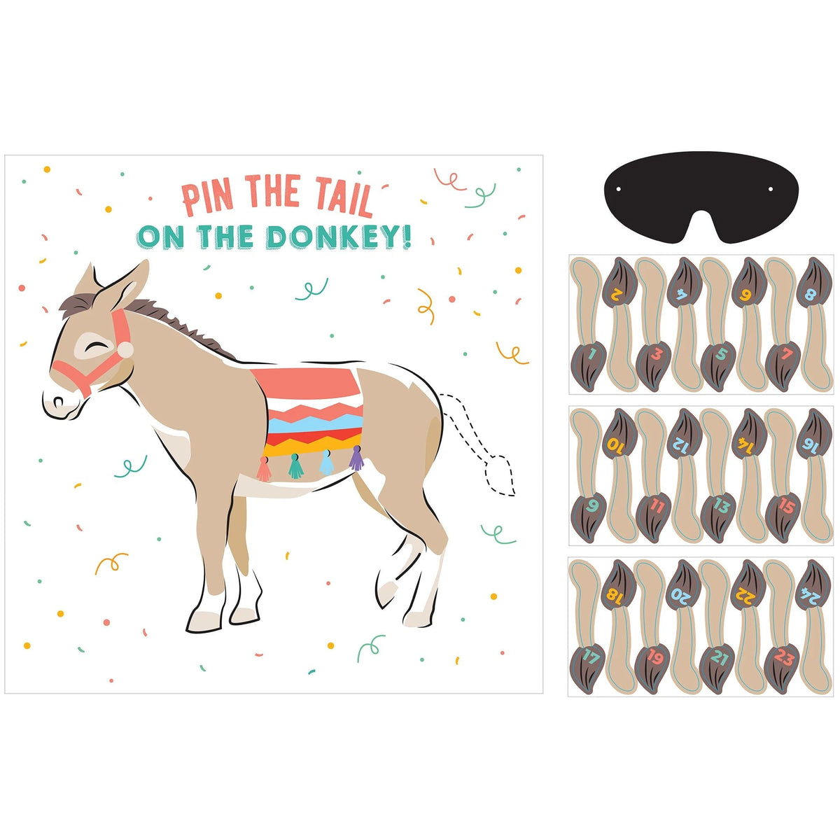 AMSCAN CA Kids Birthday Pin the Tail on the Donkey Game, 1 Count