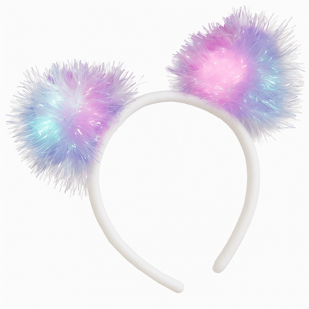 AMSCAN CA Kids Birthday Pom Pom Tinsel Light-Up Headband, 1 Count 192937418413