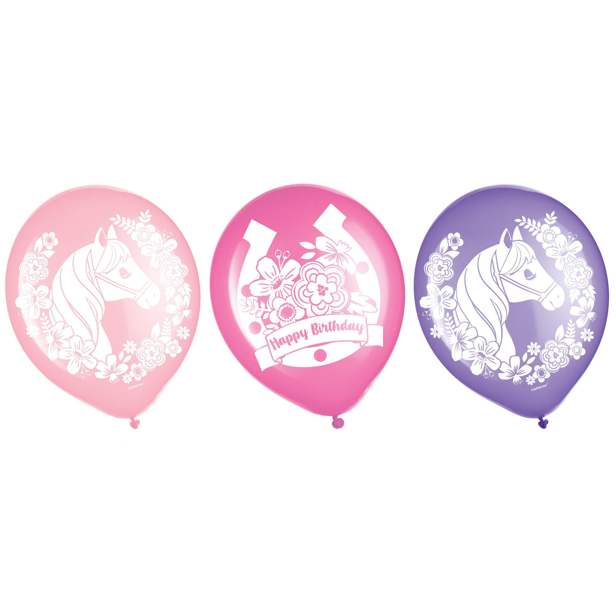 AMSCAN CA Kids Birthday Saddle Up Printed Latex Balloons, Pink and Purple, 12 Inches, 6 Count 192937106631