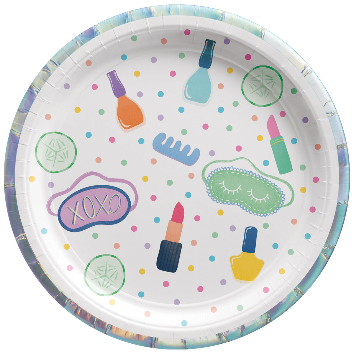 AMSCAN CA Kids Birthday Spa Party Small Round Dessert Paper Plates, 7 Inches, 8 Count 192937430385