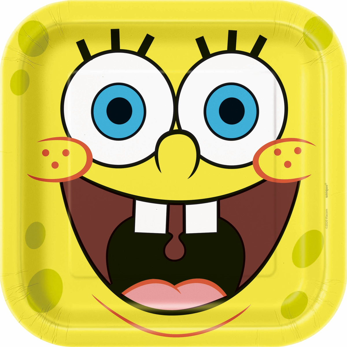 AMSCAN CA Kids Birthday SpongeBob SquarePants Large Square Lunch Paper Plates, 9 Inches, 8 Count