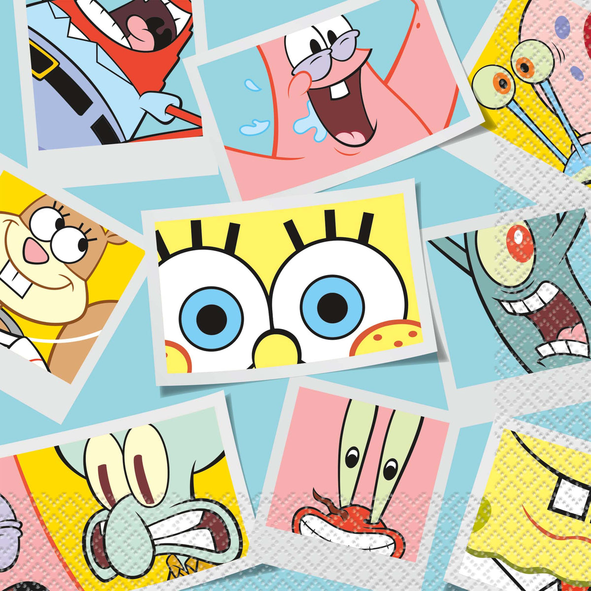 AMSCAN CA Kids Birthday SpongeBob SquarePants Lunch Paper Napkin, 9 Inches, 16 Count